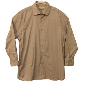 Hickey Freeman dress shirt L Large 16-16.5 32-33 blue Stripe button long sleeve